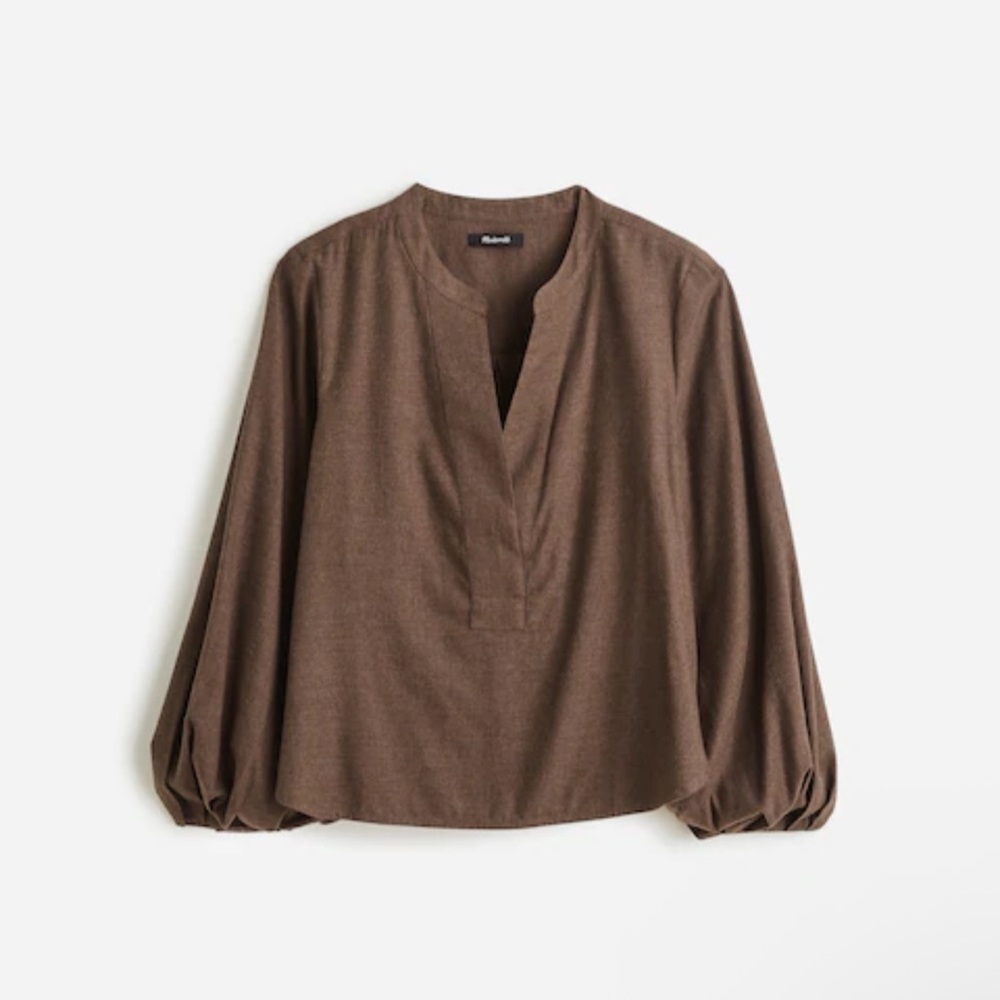 Madewell Women's V-Neck Long-Sleeve Top - Brown Heather - Medium - NWT